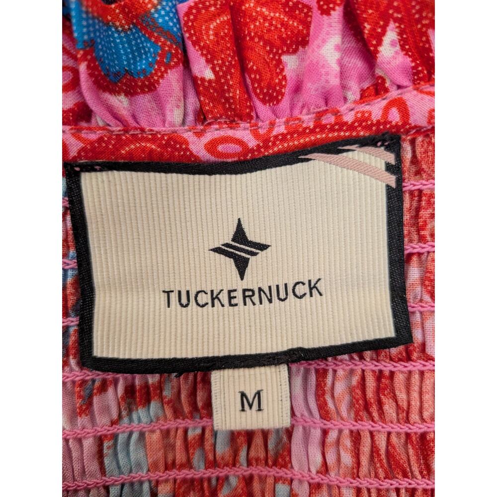 Tuckernuck Mallie Smocked Floral Ruffle Midi Dress Size Medium Pink Cottagecore - Picture 8 of 10
